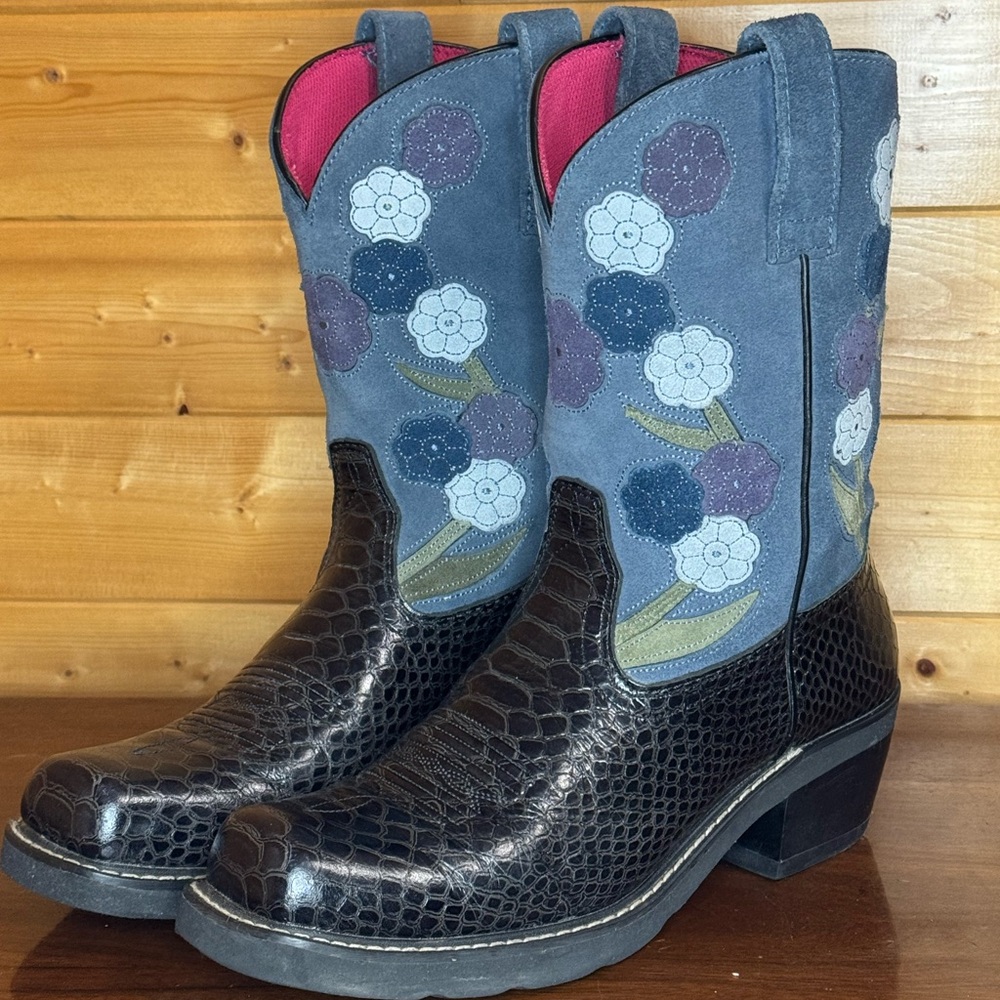 Ariat Women's Floral Fat Baby/Doll Baby Squares Toe Cowboy Western Boots